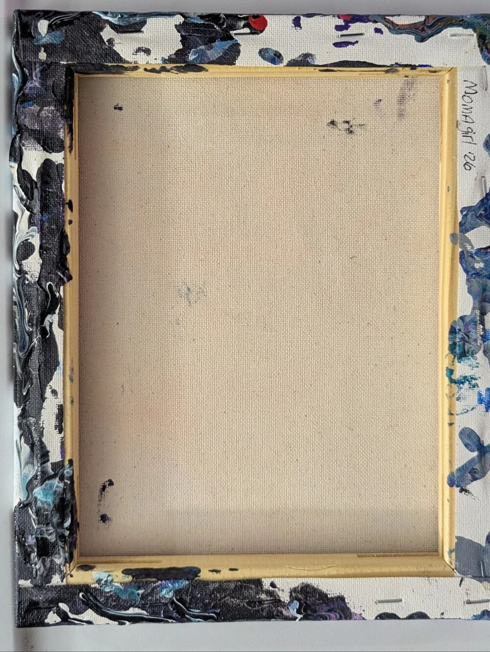 Abstract Fluid Pour Painting Blue Black Acrylic 8